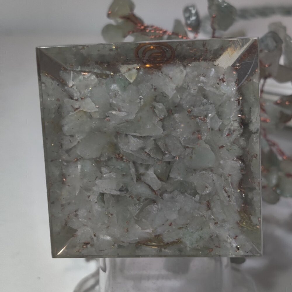 Copper Jade Tree with an organite brass pendant in the pyramid base for focus. - Picture 7 of 9